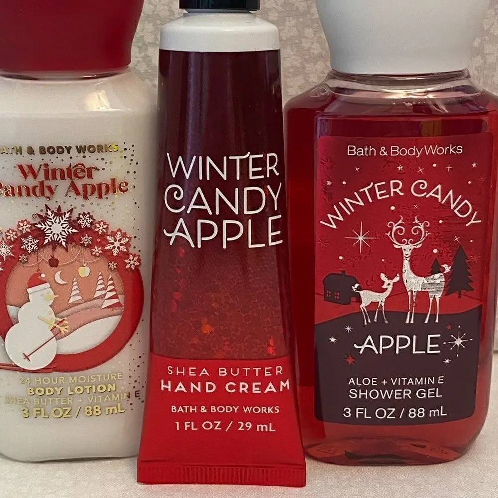 Bath and Body Works WINTER CANDY APPLE Travel Size 4 Piece Gift Set